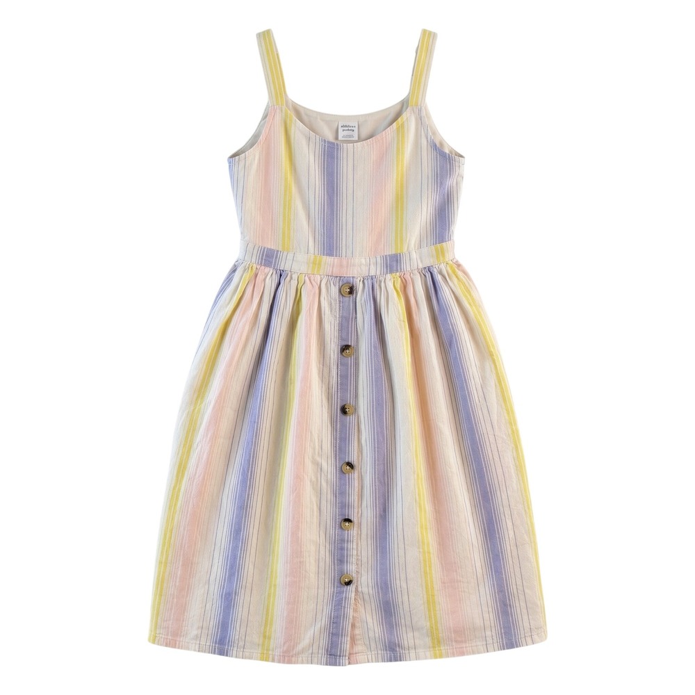 Jessica Simpson Girls Pastel Striped Button Front Sun Dress Size S 7/8 Cotton